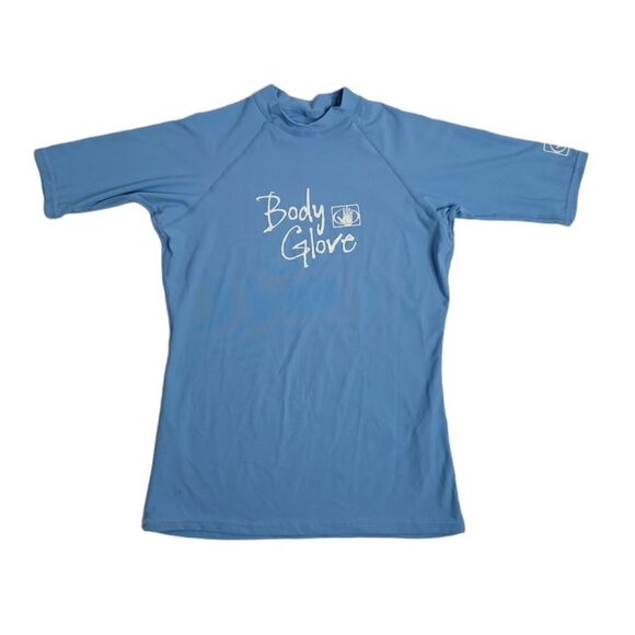 Y2K BODY GLOVE rash guard blue short‎ sleeve UVP 50  shirt L - Picture 1 of 11